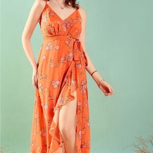Floral Orange Maxi Dress
